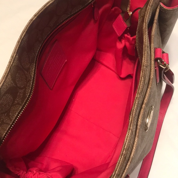 Coach Signature Saddle and Pink Coated Canvas Bag - Picture 10 of 16